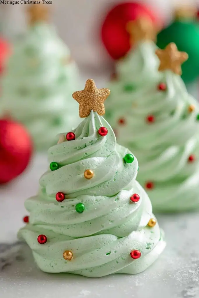 Meringue Christmas Trees 4 Meringue Christmas Trees