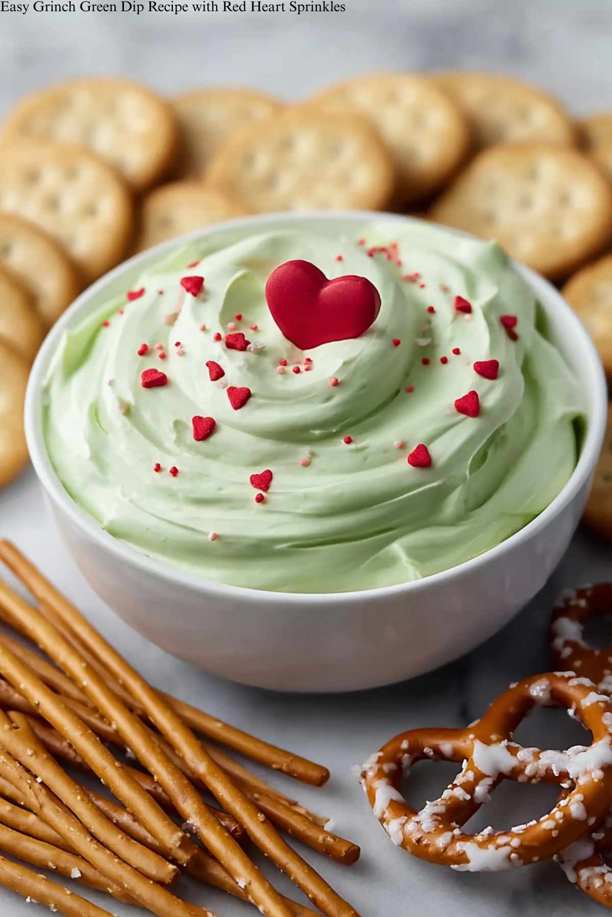 Grinch Green Dip with Red Heart Sprinkles Recipe