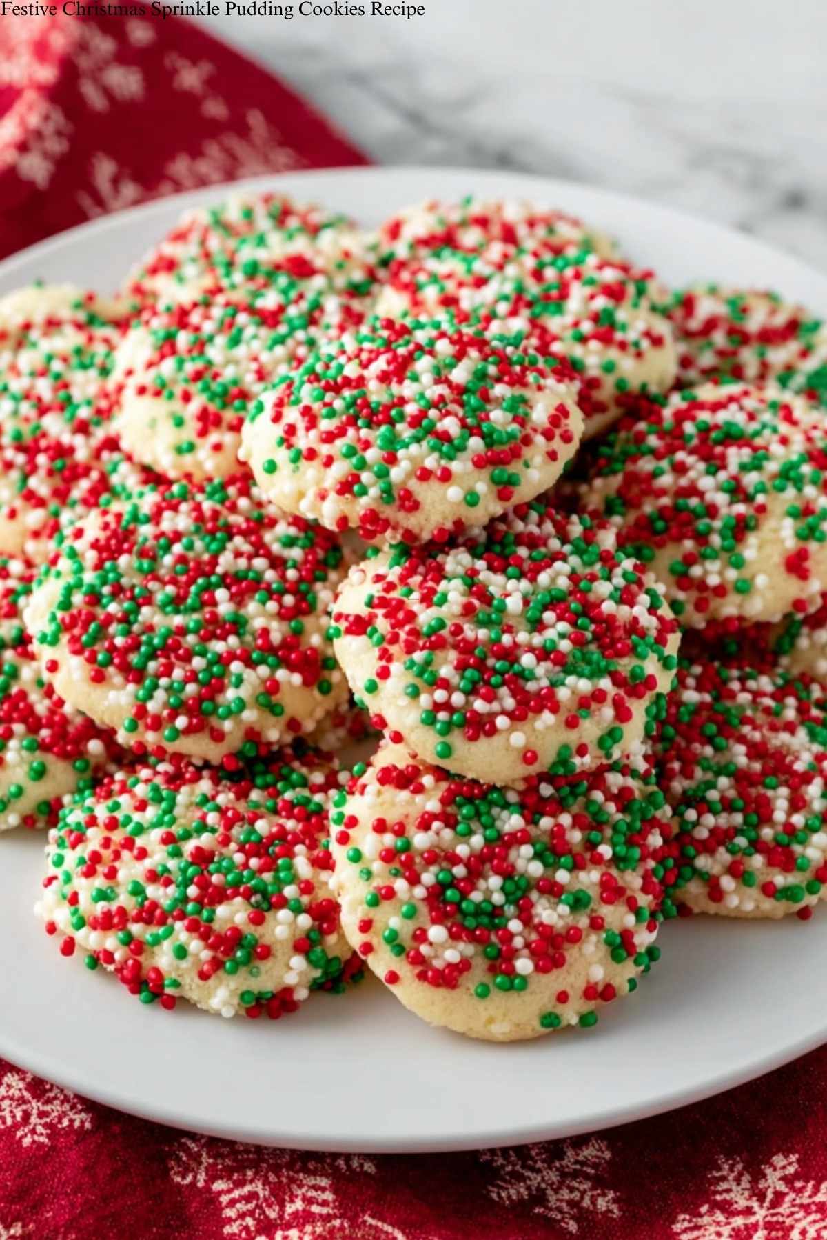Christmas Sprinkle Pudding Cookies Recipe