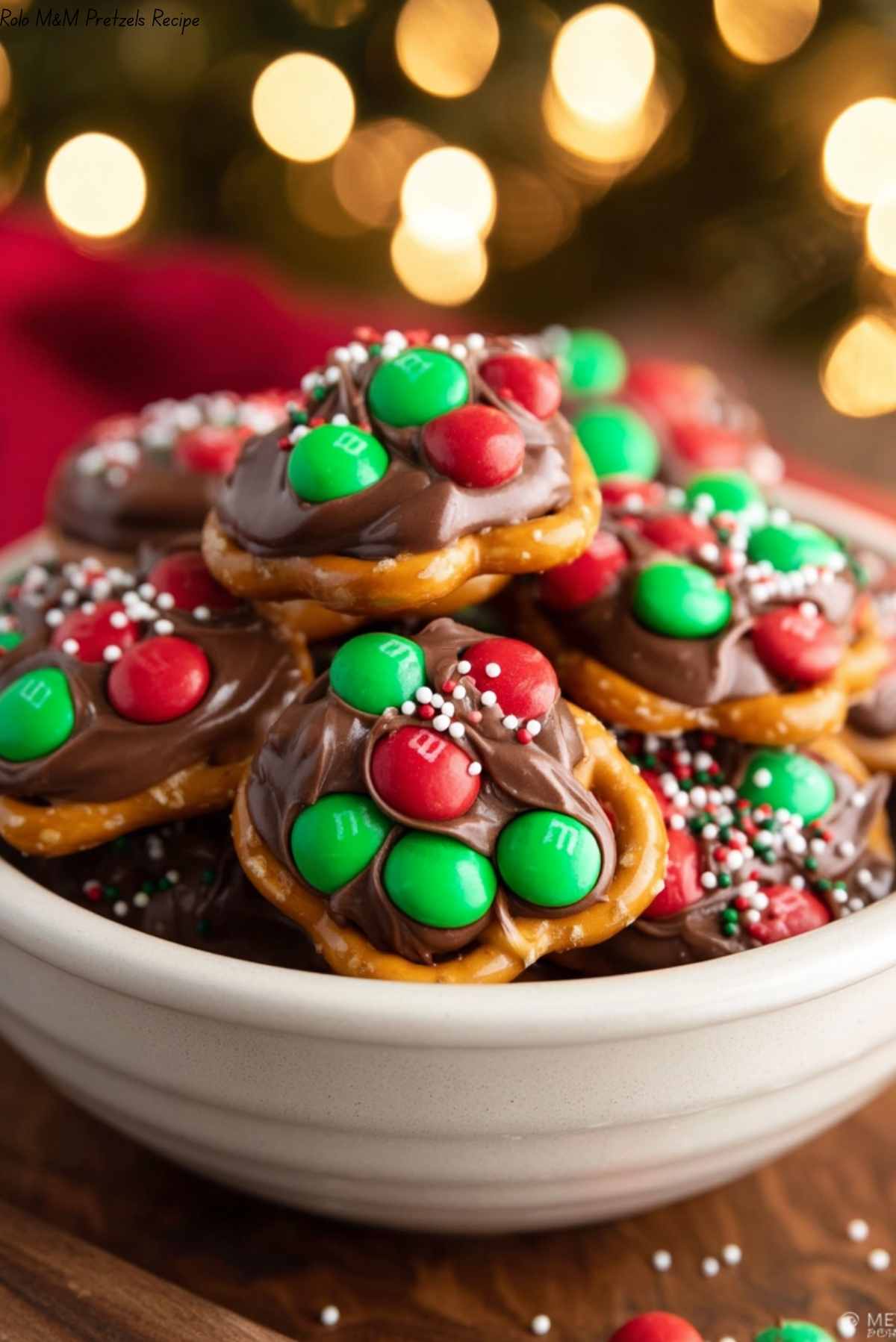 Rolo Pretzels with M&M Candies