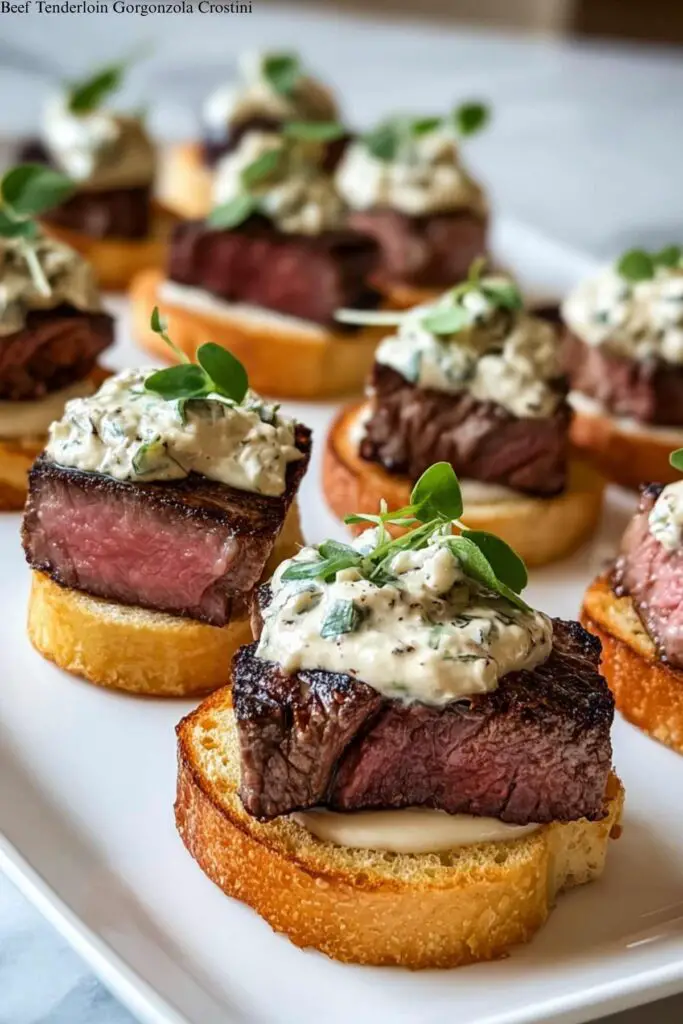 Beef Tenderloin Gorgonzola Crostini 4 Beef Tenderloin Gorgonzola Crostini