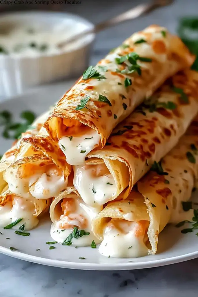 Crispy Crab And Shrimp Queso Taquitos 4 Crispy Crab And Shrimp Queso Taquitos