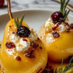 Baked Pears with Goat Cheese, Honey, and Cranberries