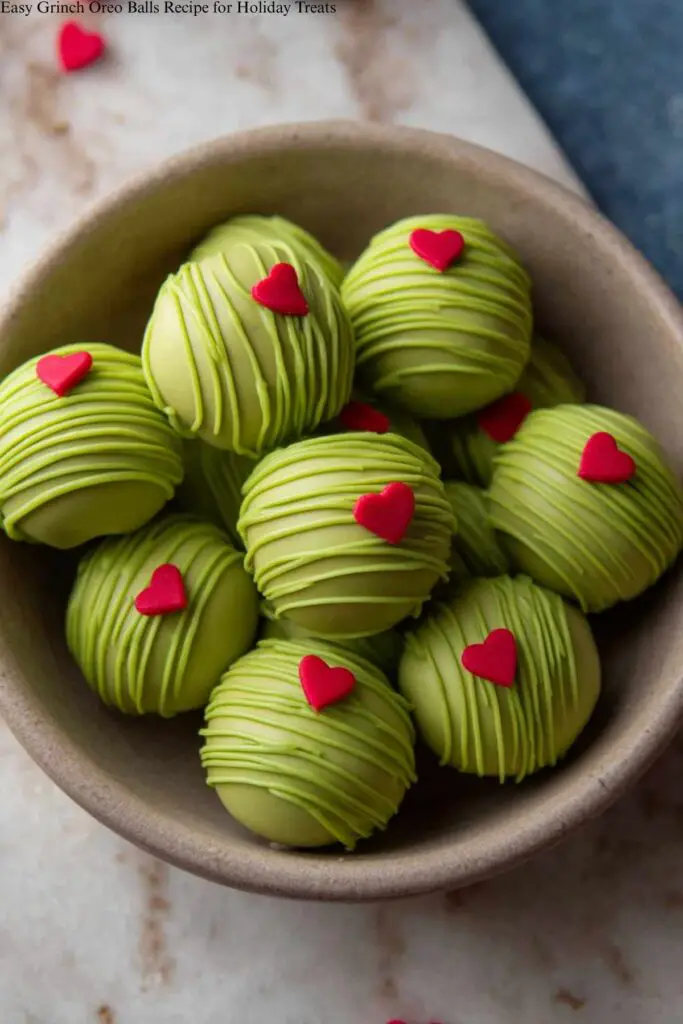 Grinch Oreo Balls with Red Velvet Oreos