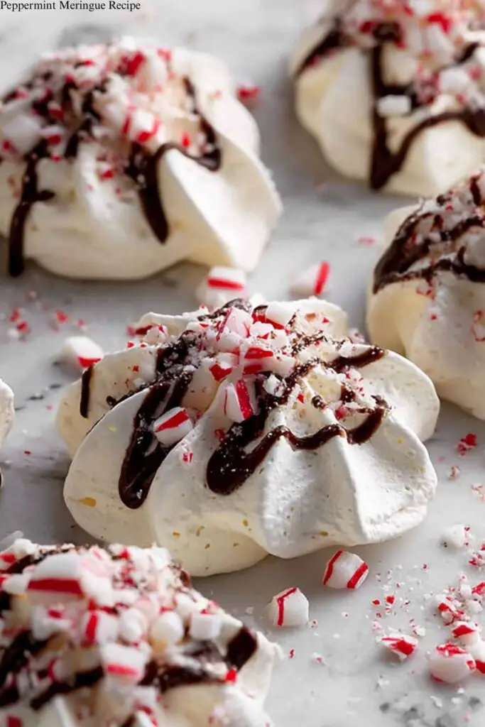 Peppermint Meringues with Chocolate Drizzle Recipe