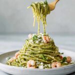 Cilantro Pistachio Shrimp Pasta Recipe