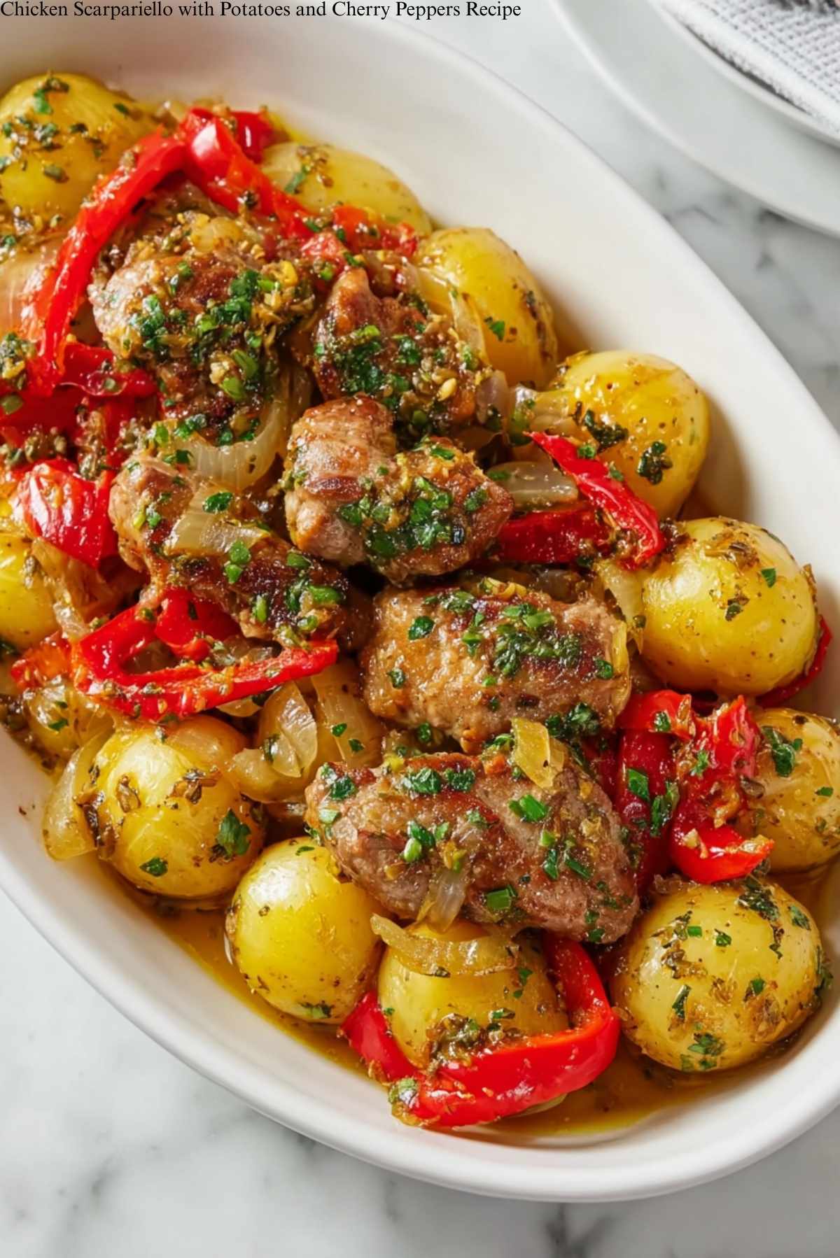 Chicken Scarpariello with Potatoes and Cherry Peppers Recipe