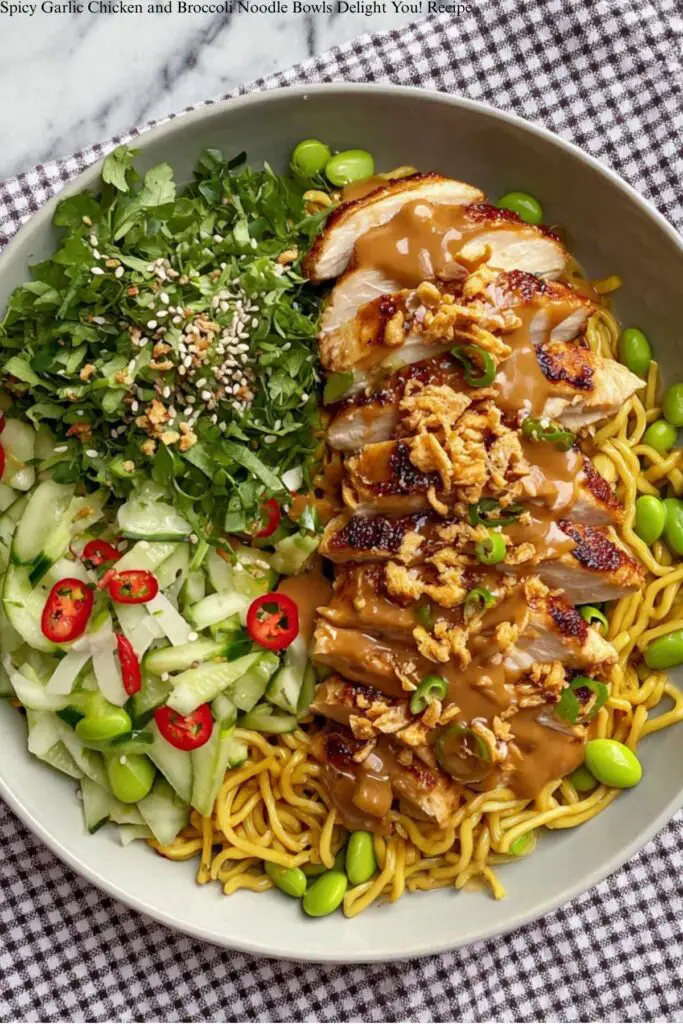Spicy Garlic Chicken and Broccoli Noodle Bowls Delight You! Recipe