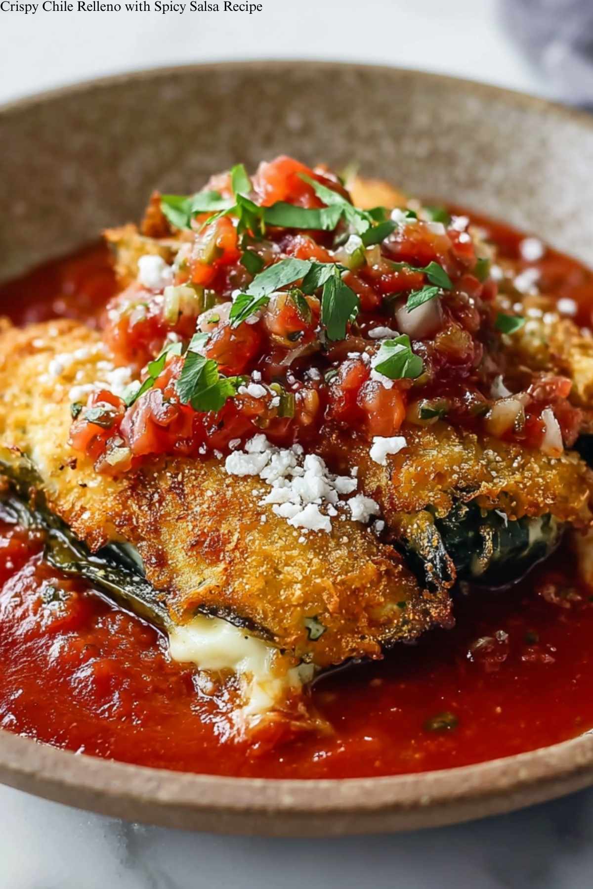 Crispy Chile Relleno with Spicy Salsa Recipe
