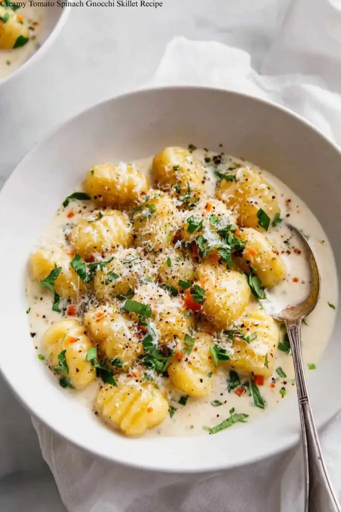 Creamy Tomato Spinach Gnocchi Skillet Recipe