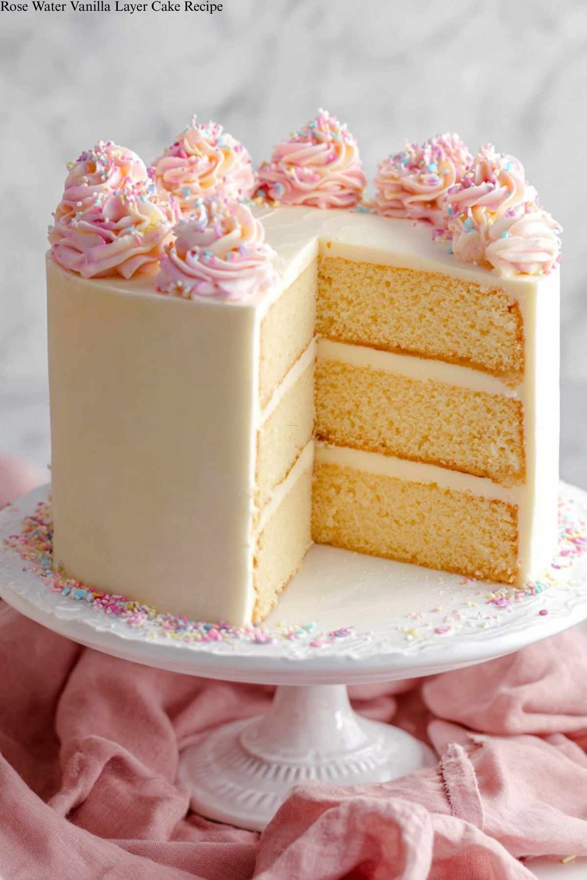 Rose Water Vanilla Layer Cake Recipe