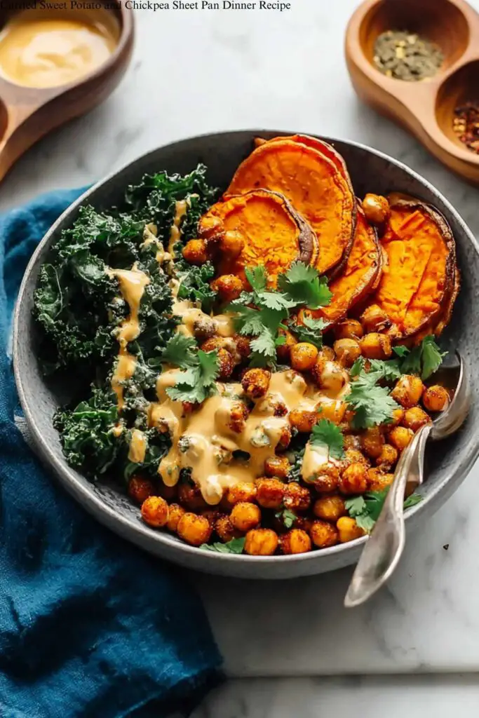 Curried Sweet Potato and Chickpea Sheet Pan Dinner Recipe 4 Curried Sweet Potato and Chickpea Sheet Pan Dinner Recipe