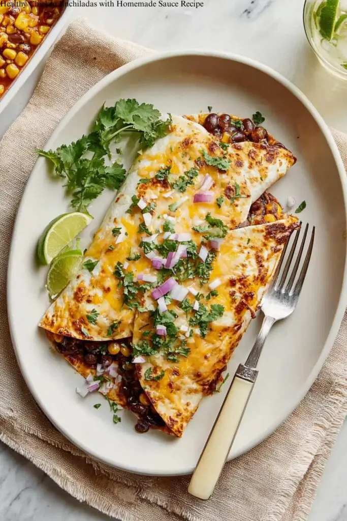 Healthy Chicken Enchiladas with Homemade Sauce Recipe
