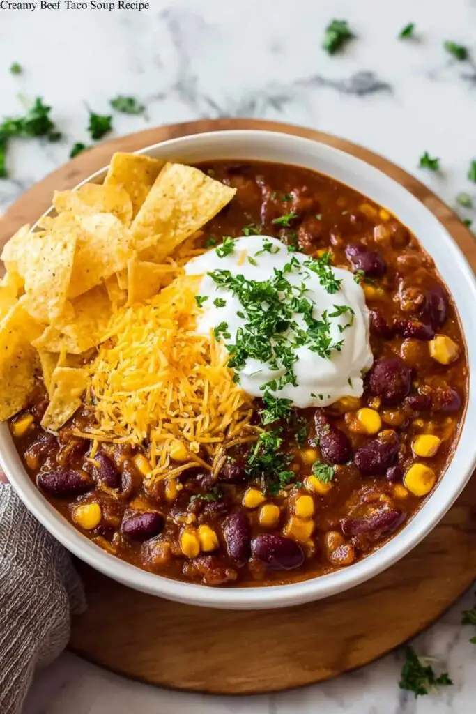 Creamy Beef Taco Soup Recipe