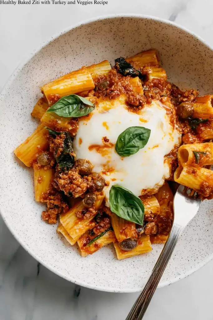 Healthy Baked Ziti with Turkey and Veggies Recipe