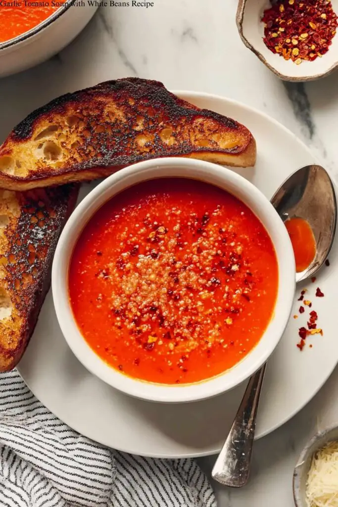 Garlic Tomato Soup with White Beans Recipe