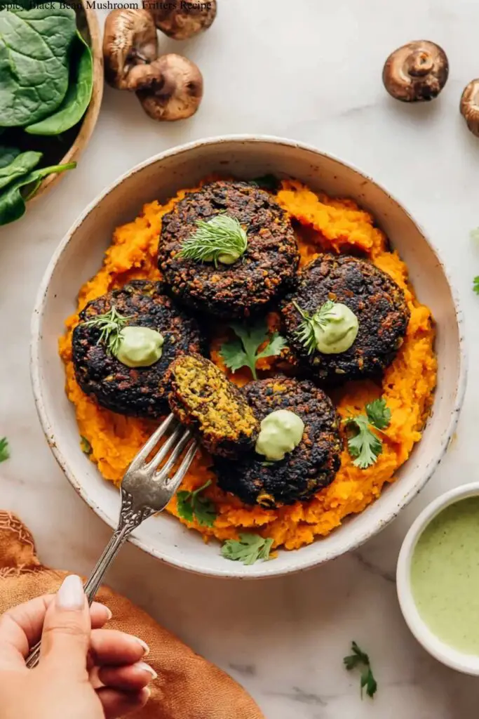 Spicy Black Bean Mushroom Fritters Recipe 4 Spicy Black Bean Mushroom Fritters Recipe