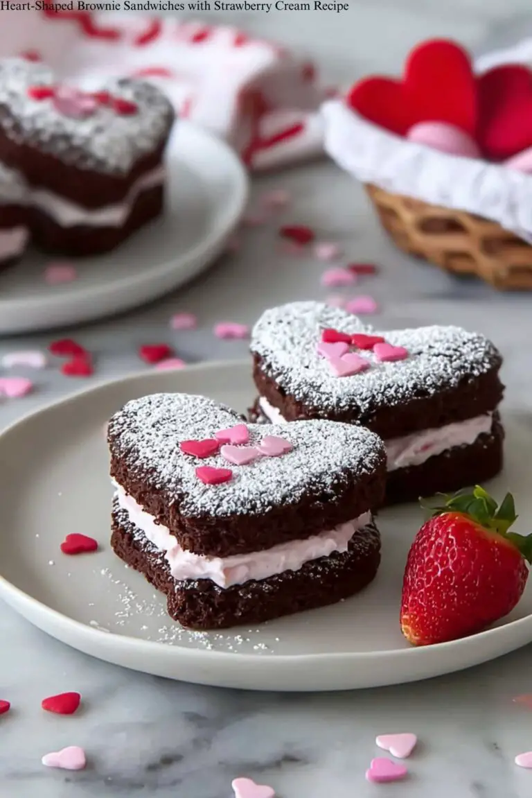 Heart-Shaped Brownie Sandwiches with Strawberry Cream Recipe