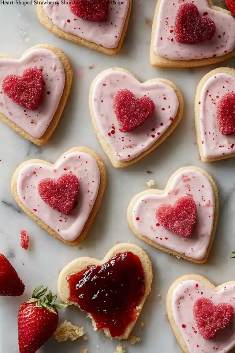 Heart-Shaped Strawberry Shortbread Cookies Recipe
