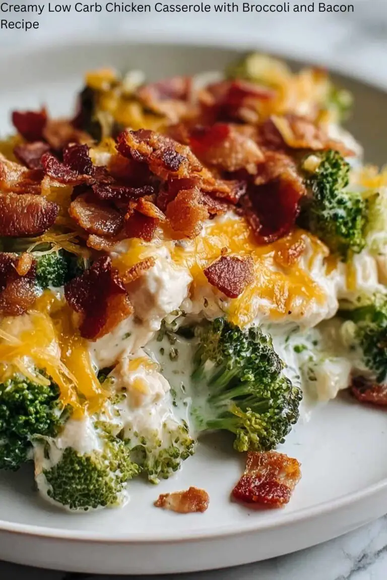 Creamy Low Carb Chicken Casserole with Broccoli and Bacon Recipe