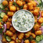 Smashed Tater Tot Salad With Dill Pickle Yogurt Dressing Recipe