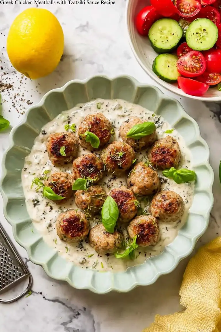 Greek Chicken Meatballs with Tzatziki Sauce Recipe