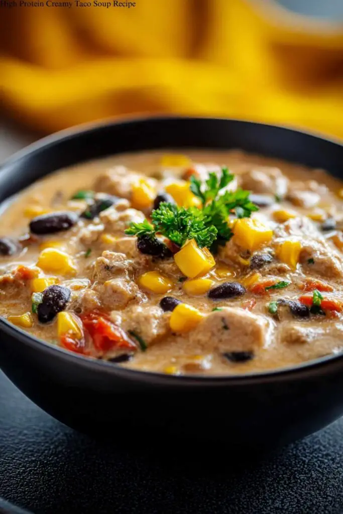 High Protein Creamy Taco Soup Recipe