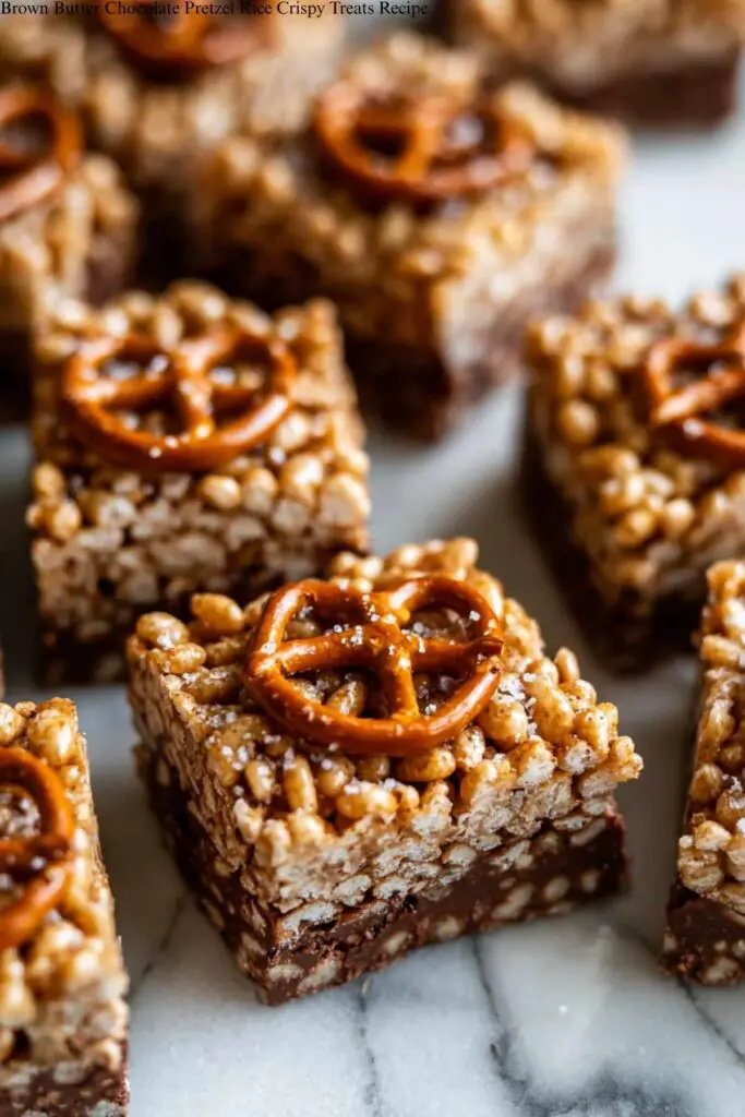 Brown Butter Chocolate Pretzel Rice Crispy Treats Recipe