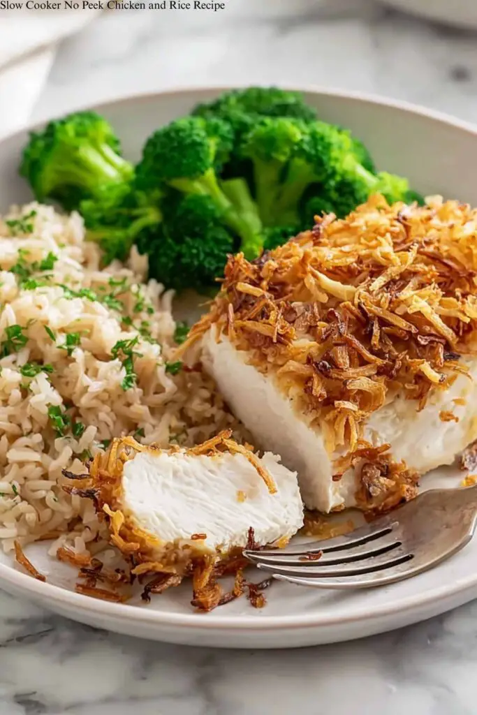 Slow Cooker No Peek Chicken and Rice Recipe