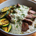 Grilled Steak Bowl with Sauce & Grilled Zucchini Bliss Recipe