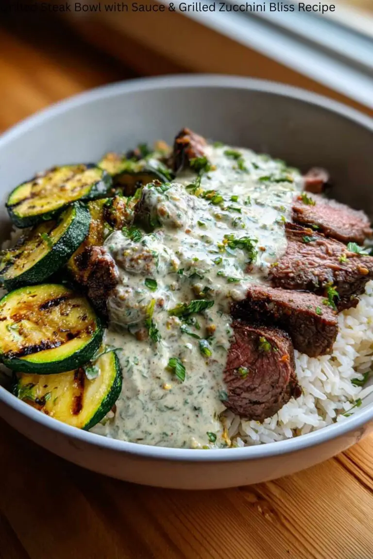 Grilled Steak Bowl with Sauce & Grilled Zucchini Bliss Recipe
