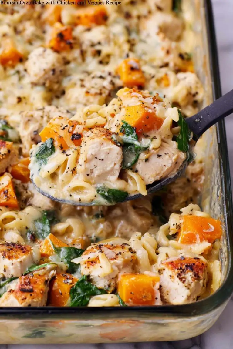 Boursin Orzo Bake with Chicken and Veggies Recipe