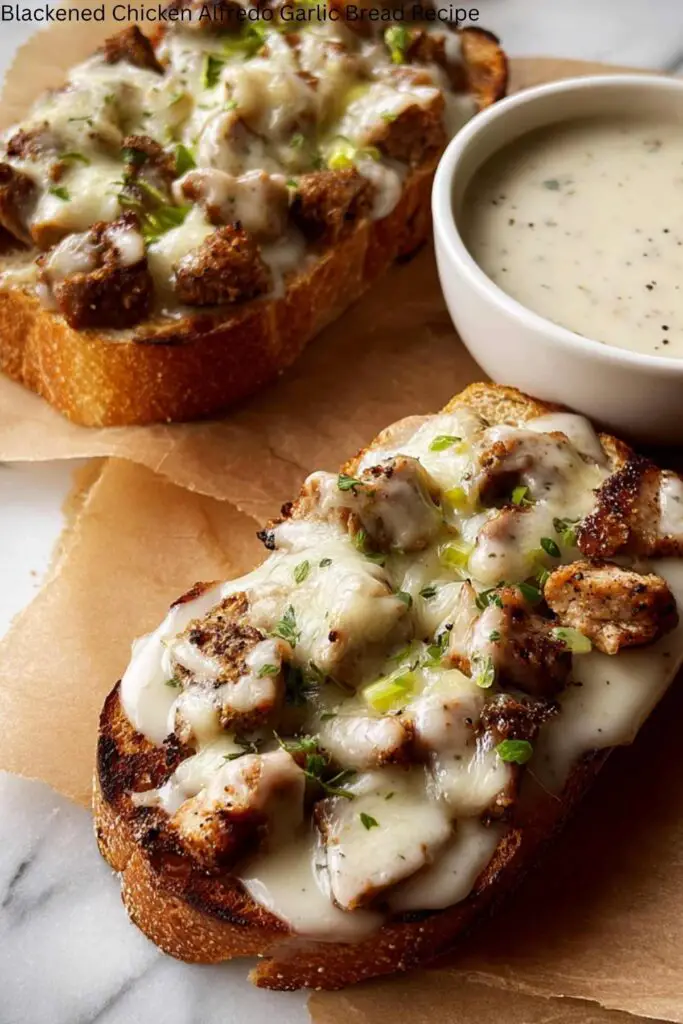 Blackened Chicken Alfredo Garlic Bread Recipe