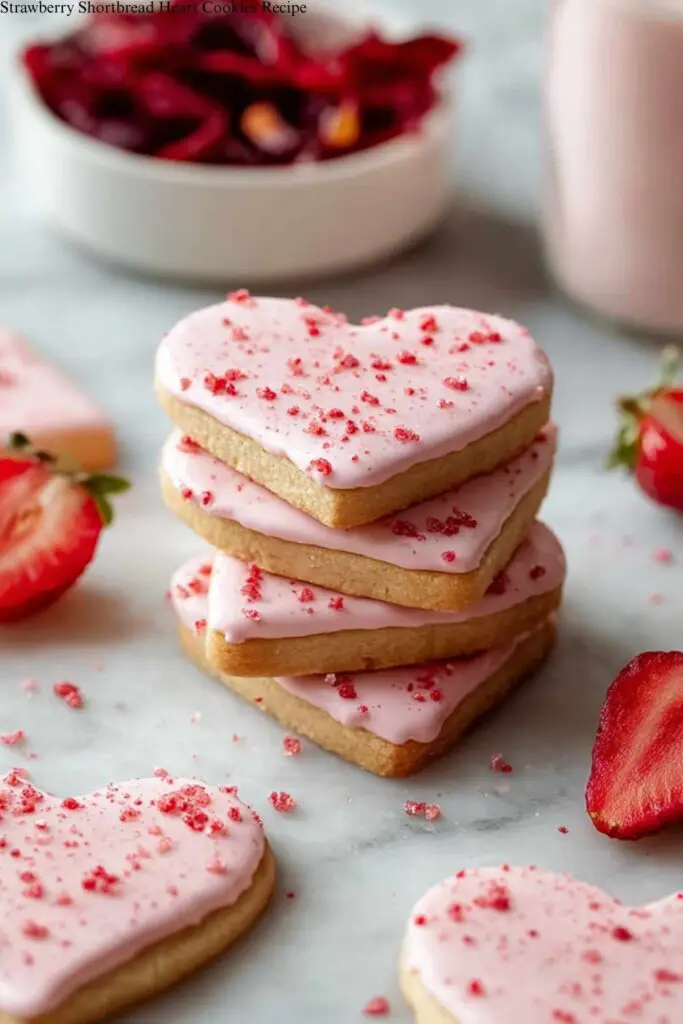 Strawberry Shortbread Heart Cookies Recipe