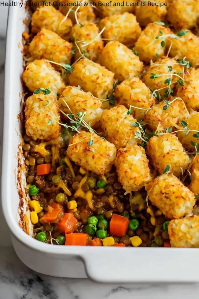 Healthy Tater Tot Casserole with Beef and Lentils Recipe