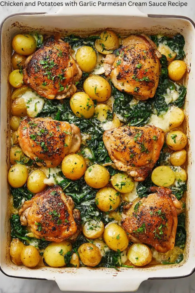 Chicken and Potatoes with Garlic Parmesan Cream Sauce Recipe