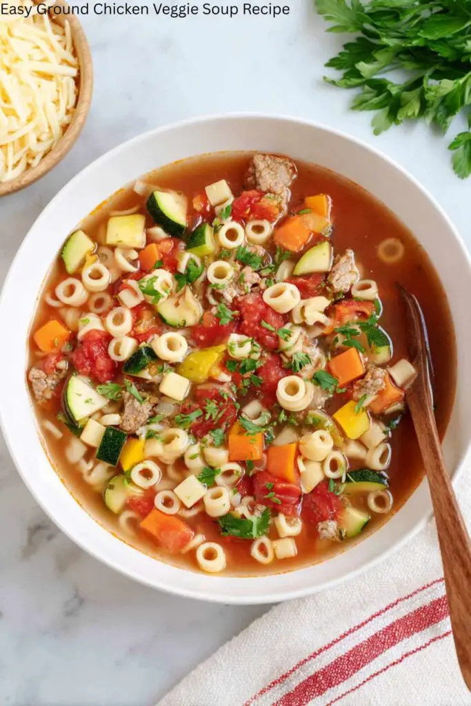 Easy Ground Chicken Veggie Soup Recipe