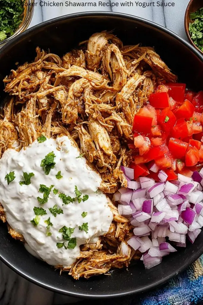 Slow Cooker Chicken Shawarma Recipe with Yogurt Sauce