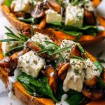 Creamy Mushroom and Spinach Stuffed Sweet Potatoes