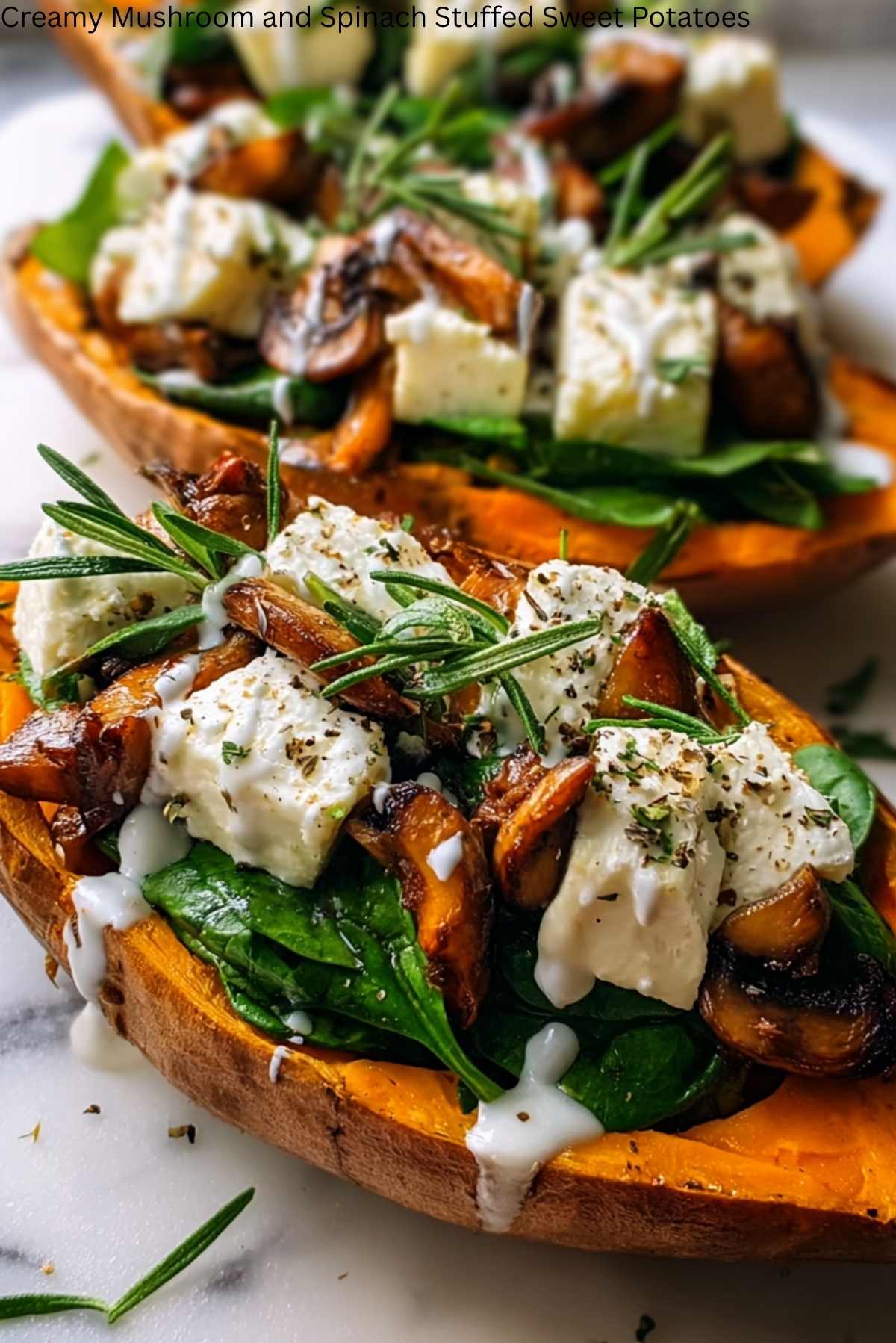 Creamy Mushroom and Spinach Stuffed Sweet Potatoes