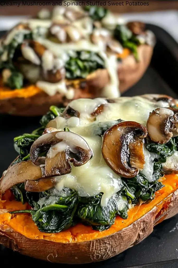 Creamy Mushroom and Spinach Stuffed Sweet Potatoes