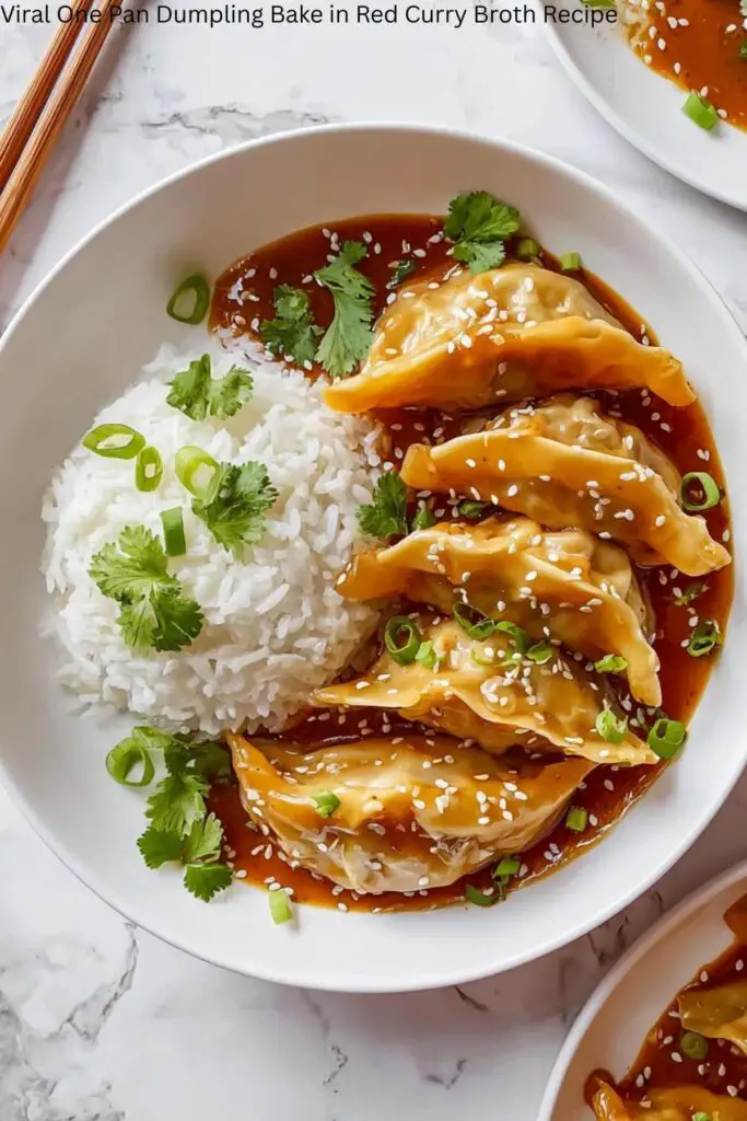 Viral One Pan Dumpling Bake in Red Curry Broth Recipe