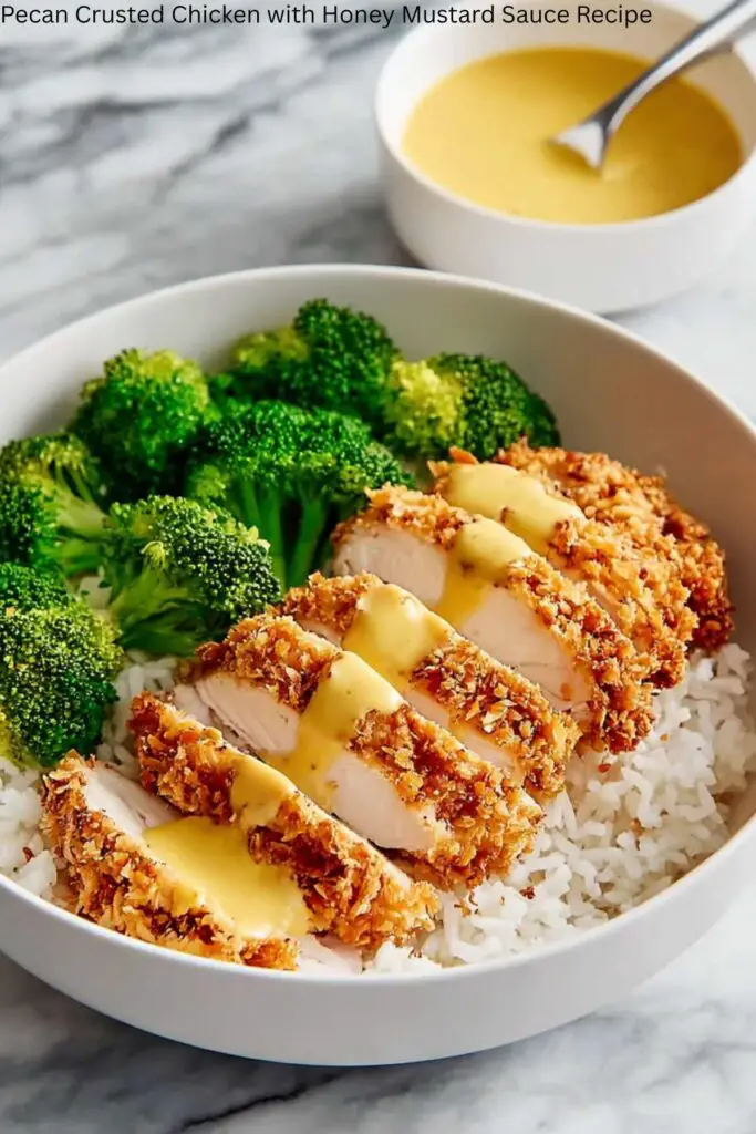 Pecan Crusted Chicken with Honey Mustard Sauce Recipe 4 Pecan Crusted Chicken with Honey Mustard Sauce Recipe