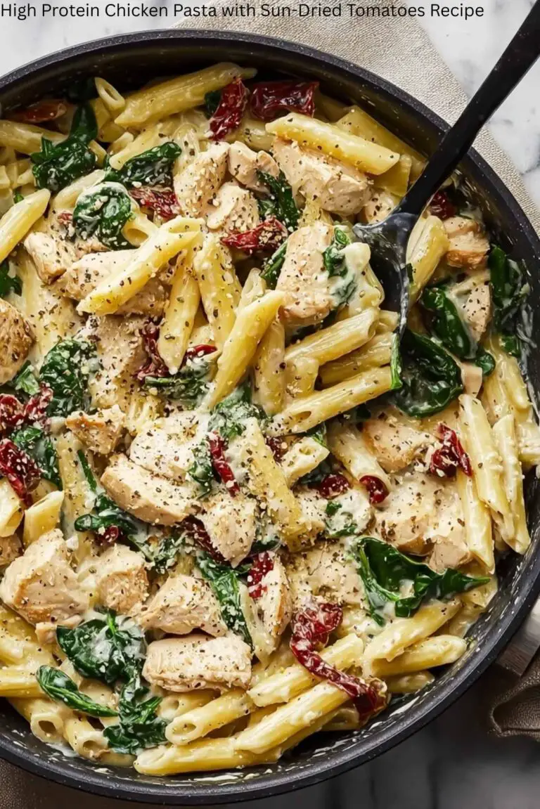 High Protein Chicken Pasta with Sun-Dried Tomatoes Recipe