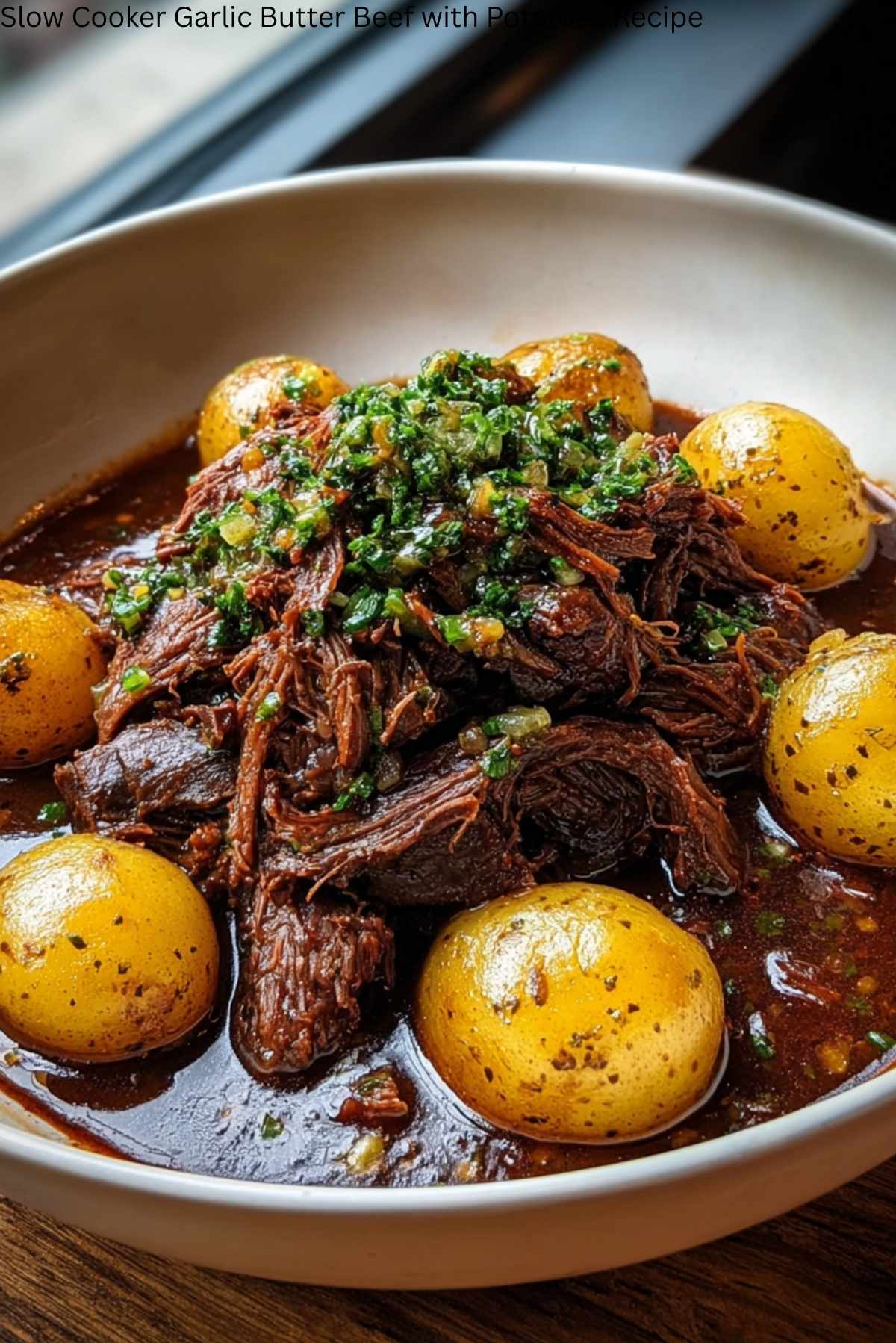 Slow Cooker Garlic Butter Beef with Potatoes Recipe