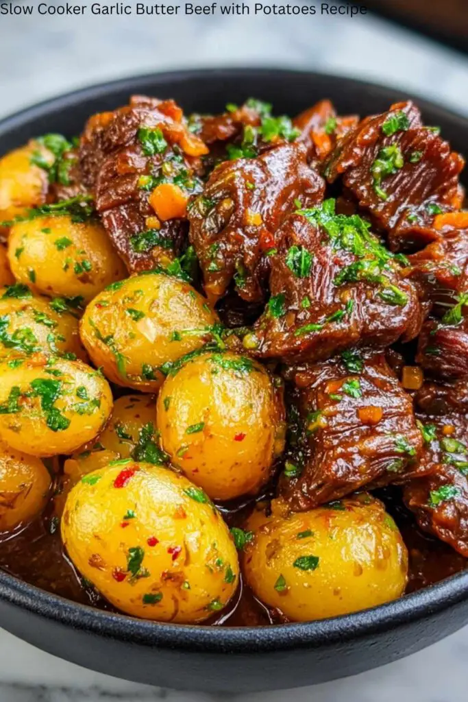 Slow Cooker Garlic Butter Beef with Potatoes Recipe