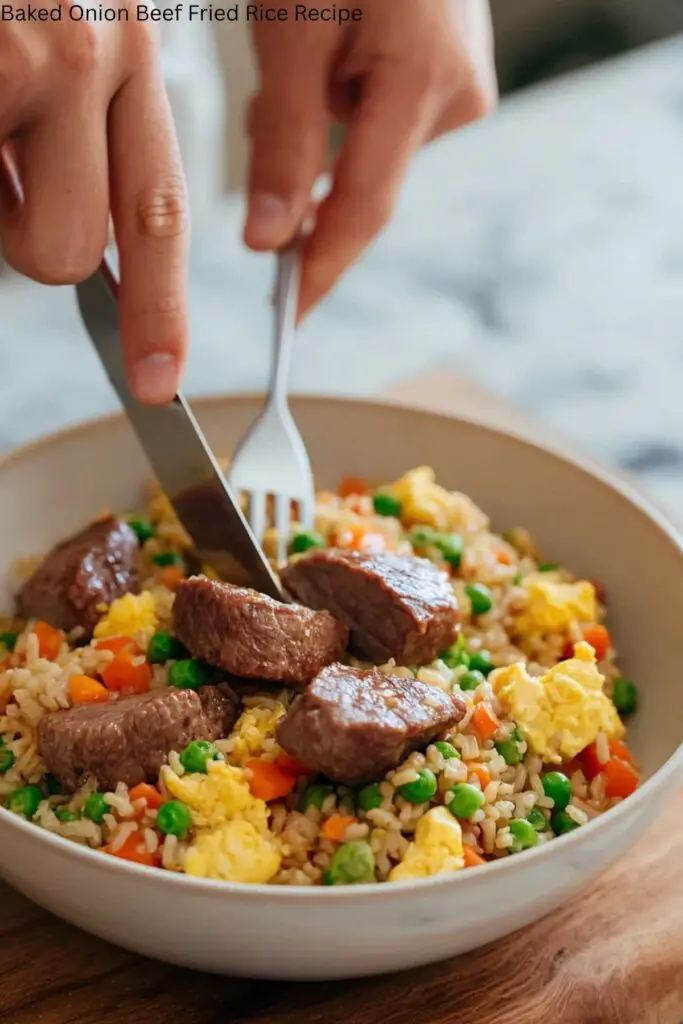 Baked Onion Beef Fried Rice Recipe