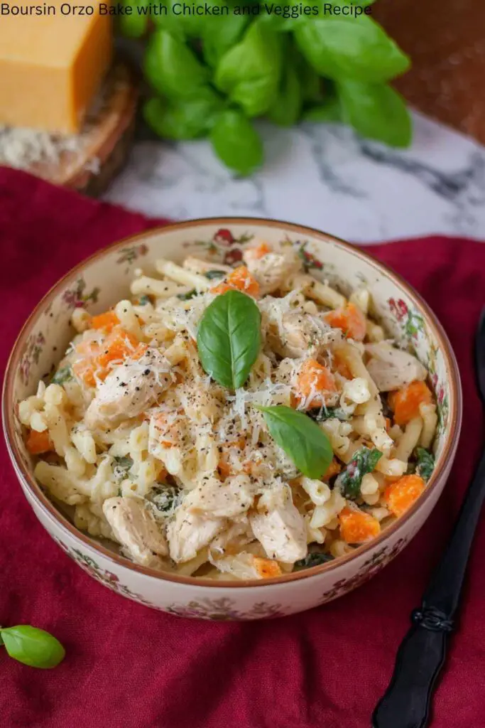 Boursin Orzo Bake with Chicken and Veggies Recipe 4 Boursin Orzo Bake with Chicken and Veggies Recipe
