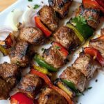 Marinated Greek Beef Souvlaki Skewers (Beef Kabobs) recipe