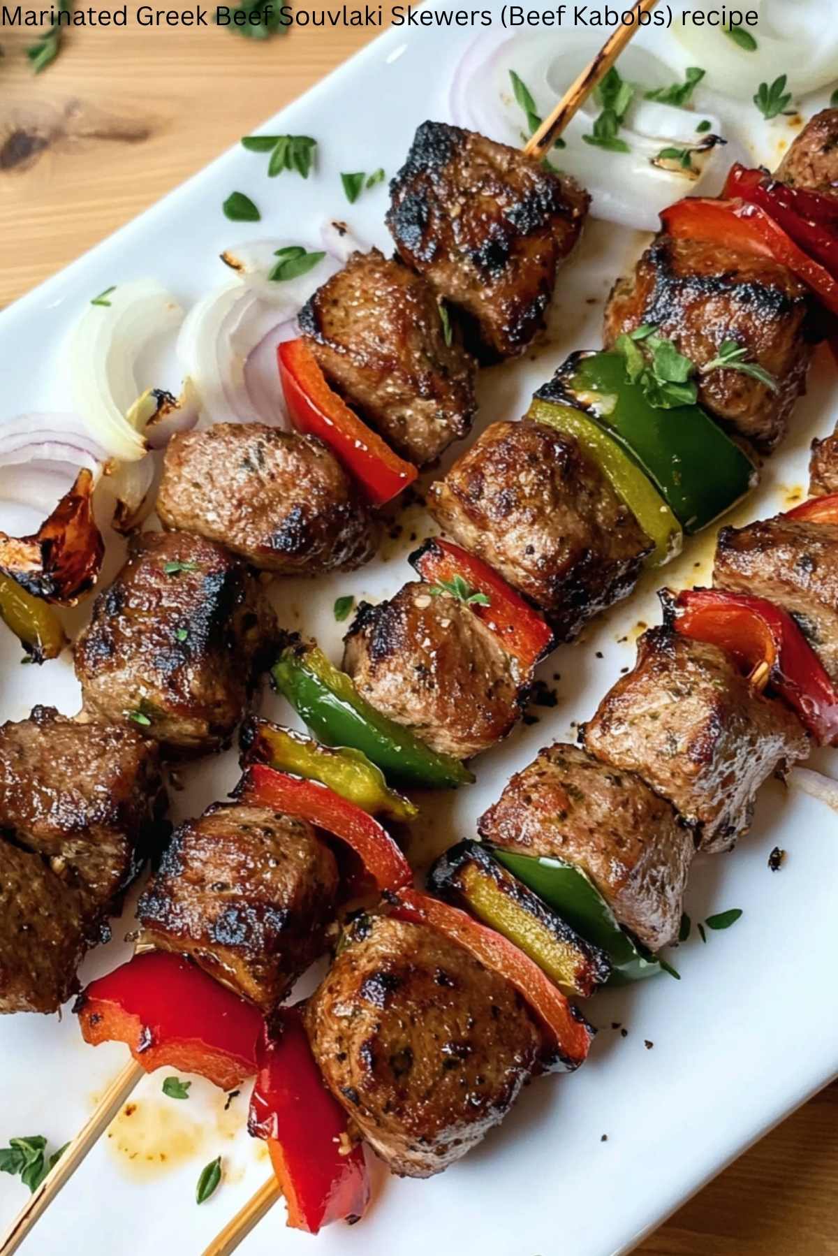 Marinated Greek Beef Souvlaki Skewers (Beef Kabobs) recipe